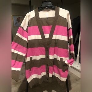 NWOT  Free people League of her Own Striped cardigan size XS